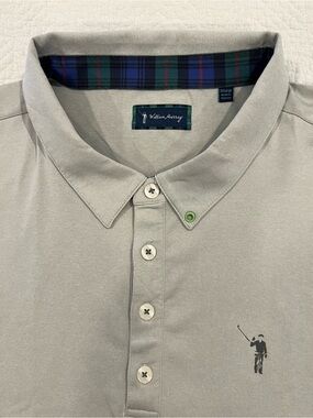 William Murray Family Ties Light Grey Tartan Men’s 2XL Performance Golf Polo